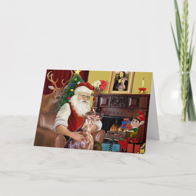 Cartão De Festividades Santa's Irish Setter (Frente)