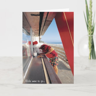 Cartão De Festividades Santa's request at the window..."Make Mine To Go!"