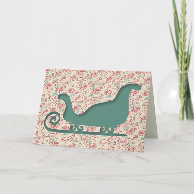 Cartão De Festividades Santas Sleigh Cutout (Frente)