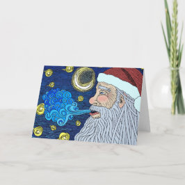Cartão De Festividades Santa's Starry Night in color