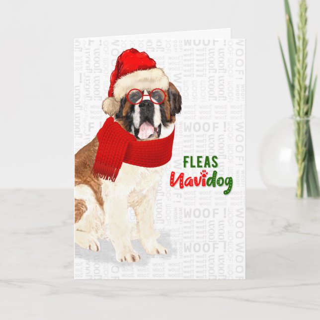 Cartão De Festividades Santo de Natal Bernard Dog Fleas NaviDOG (Frente)