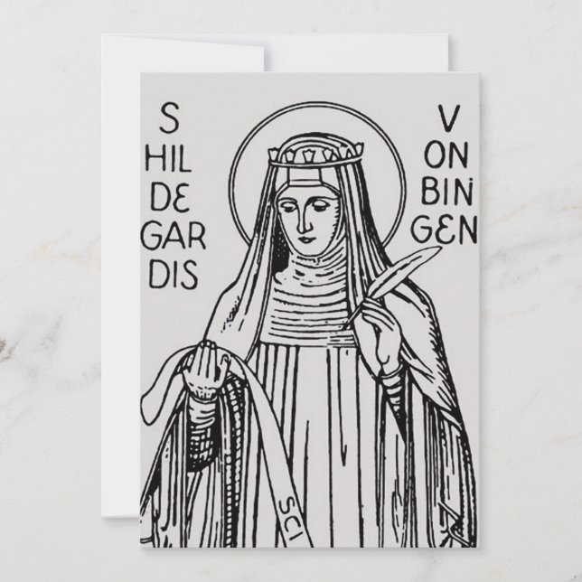 Cartão De Festividades Santo Hildegard da abadia beneditina de Bingen (Frente)