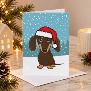 Cartão De Festividades Santuário de Cachorro Dachshund de Chocolate Natal