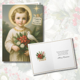 Cartão De Festividades Santuário do Menino Jesus Católico Poinsettias