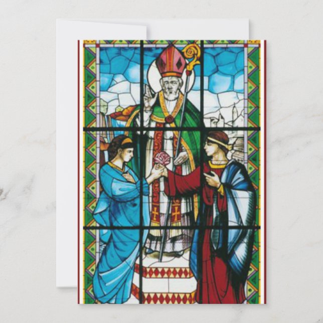 Cartão De Festividades São Valentim Padroeiro dos Namorados Poema Religio (Frente)