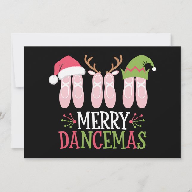 Cartão De Festividades Sapatilhas de Ballet de Natal Merry Dancemas Dança (Frente)