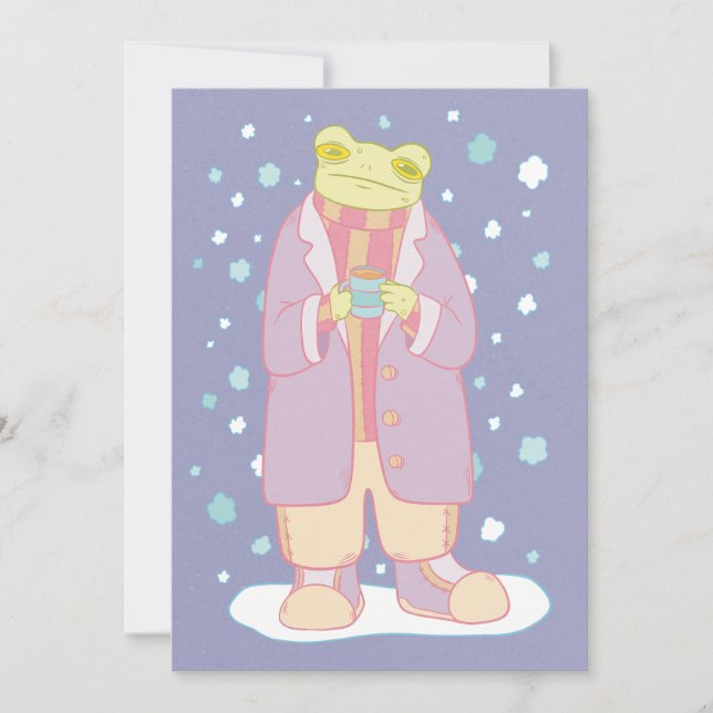 Cartão De Festividades Sapo Aconchegante de Inverno (Frente)