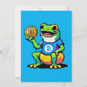 Cartão De Festividades Sapo Crypto - Moeda Digital Engraçada Pixel Art