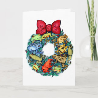 Cartão De Festividades Sapo de Natal - Sapos coloridos e brilhantes
