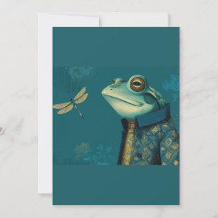 Cartão De Festividades Sapo Elegante & Libélula - Animal Vintage Surreali