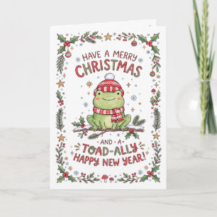 Cartão De Festividades Sapo Fofo - Feliz Ano Novo Sapo Natal