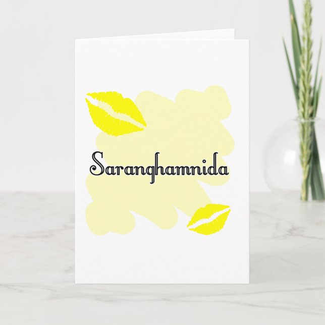 Cartão De Festividades Saranghamnida - Coreano Eu te amo (Frente)