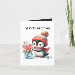 Cartão De Festividades Sasons Saudações pinguim adicionar mensagem