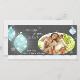 Cartão De Festividades Sassy Christmas Ornaments New Couple Photo