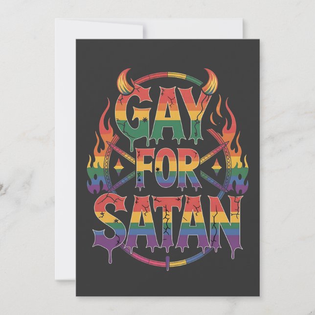 Cartão De Festividades Satã de granizo Arco-Íris Baphomet Diabo Goat LGBT (Frente)