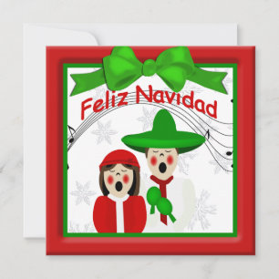 Cartão De Festividades Saudação ao Casal de Caroleiros Mexicanos de Nat