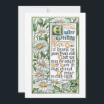 Cartão De Festividades Saudação Colorida da Páscoa de Vintage com as Visi<br><div class="desc">Colorida e elegante texto de Páscoa religiosa religiosa religiosa ornamentada com margaridas brancas e fronteira verde.</div>