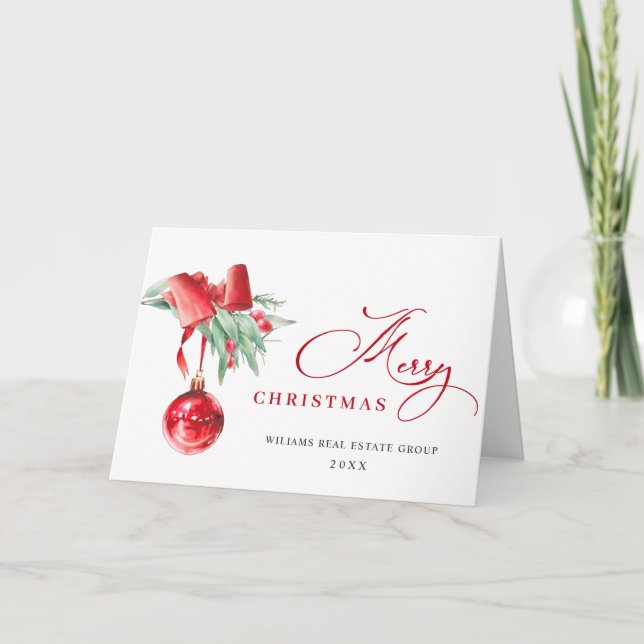 Cartão De Festividades Saudação corporativa ao Enfeites de natal elegante (Frente)