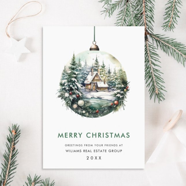 Cartão De Festividades Saudação corporativa ao Enfeites de natal elegante (Criador carregado)