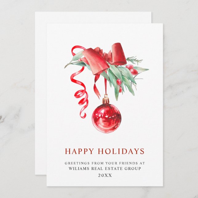 Cartão De Festividades Saudação corporativa ao Enfeites de natal elegante (Frente/Verso)