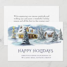 Cartão De Festividades Saudação Corporativa de Natal do Elegante Inverno