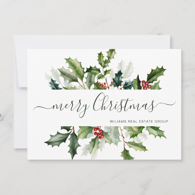 Cartão De Festividades Saudação Corporativa Mistura de Aquarela de Natal (Frente)