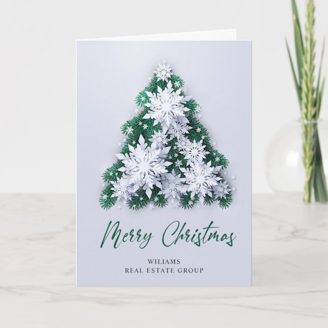 Cartão De Festividades Saudação Corporativa Moderna em Floco de Neve (Frente)