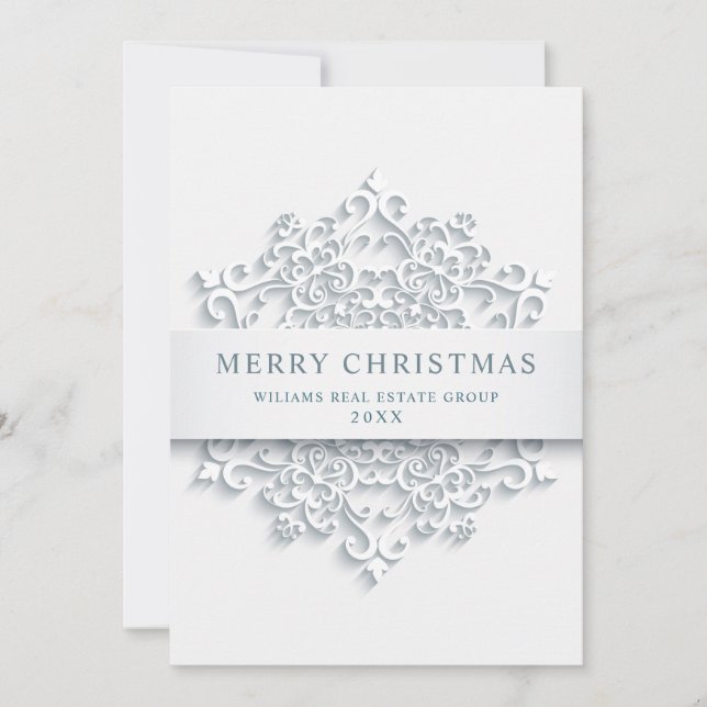 Cartão De Festividades Saudação Corporativa Moderna em Floco de Neve (Frente)