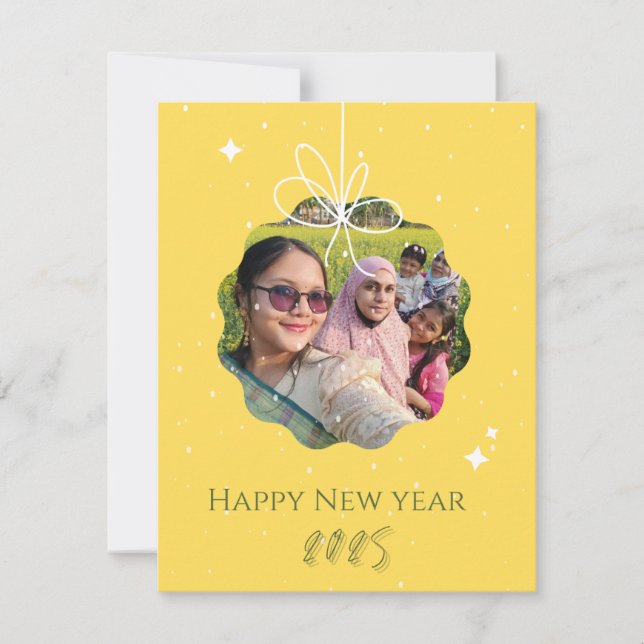 Cartão De Festividades Saudação da Família Feliz ano novo 2025 (Frente)