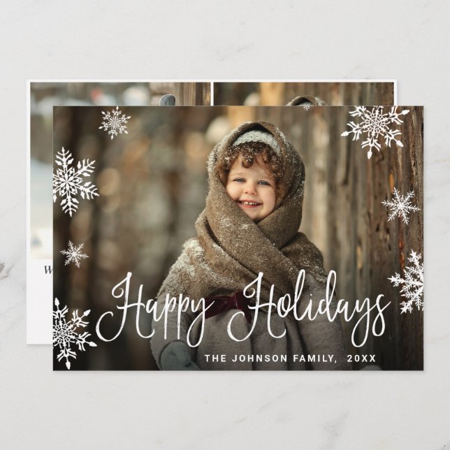 Cartão De Festividades Saudação da FOTO de Natal Moderna (Frente/Verso)
