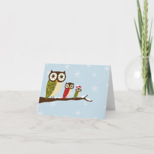 Cartão De Festividades saudação das corujas de inverno