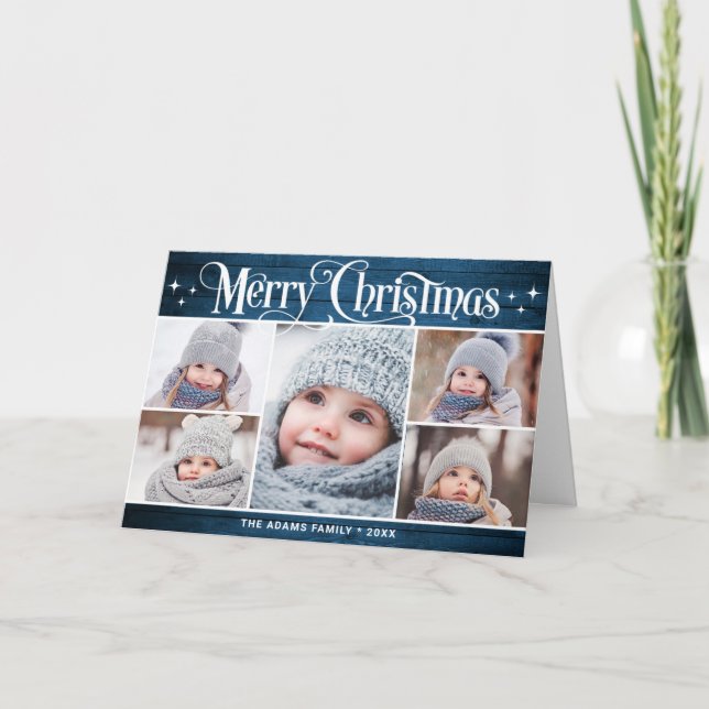 Cartão De Festividades Saudação de 5 FOTOS de Natal Russo (Frente)