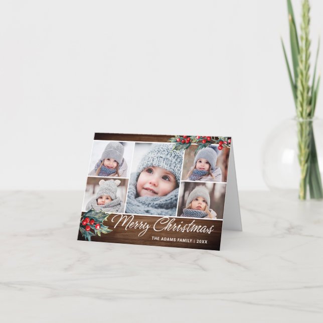 Cartão De Festividades Saudação de 5 FOTOS de Natal Russo (Frente)