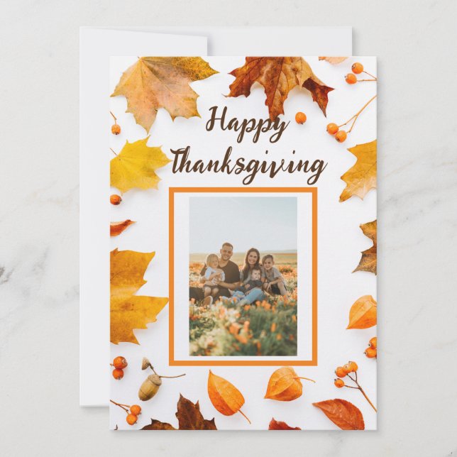 Cartão De Festividades Saudação de Ação de Graças do Autumn Leaf (Frente)