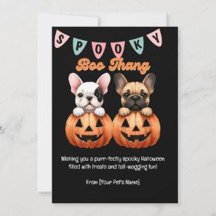 Cartão De Festividades Saudação de Cachorro Bulldog Francês de Halloween
