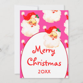 Cartão De Festividades Saudação de Feliz Rosa Natal Jolly Santa Claus