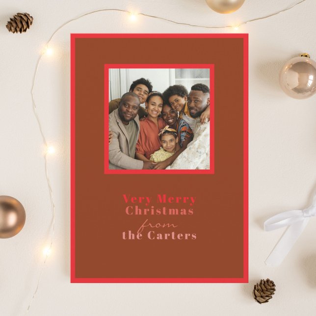 Cartão De Festividades Saudação de Foto de Natal marrom moderno (Criador carregado)