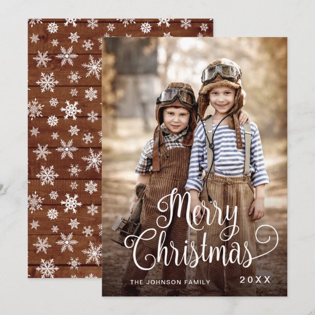 Cartão De Festividades Saudação de FOTO de Natal Moderno (Frente/Verso)