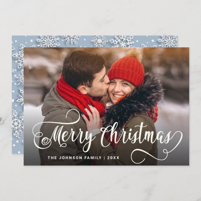 Cartão De Festividades Saudação de FOTO de Natal Moderno (Frente/Verso)