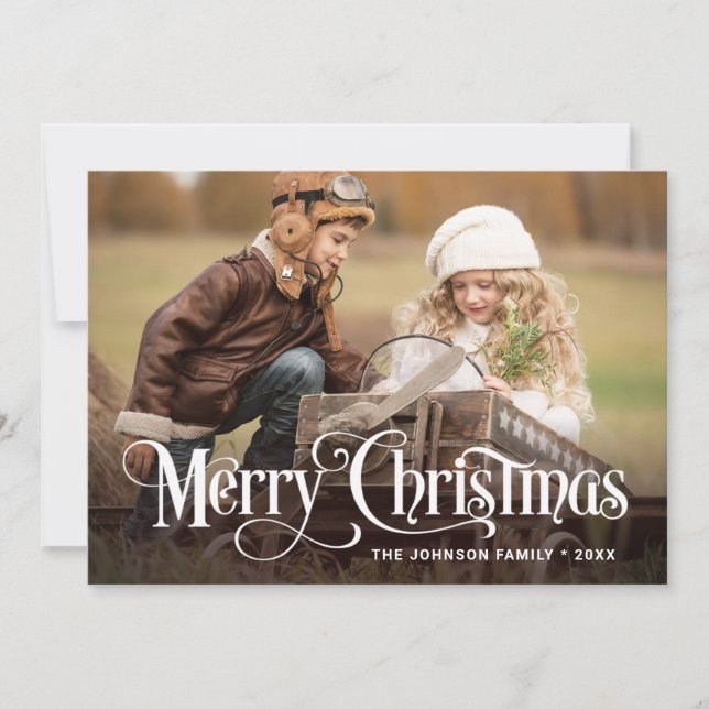 Cartão De Festividades Saudação de FOTO de Natal Moderno (Frente)