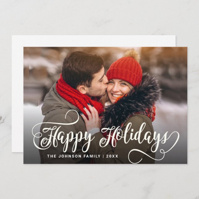 Cartão De Festividades Saudação de FOTO de Natal Moderno (Frente/Verso)