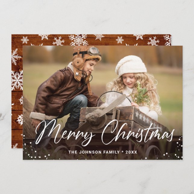 Cartão De Festividades Saudação de FOTO de Natal Moderno (Frente/Verso)