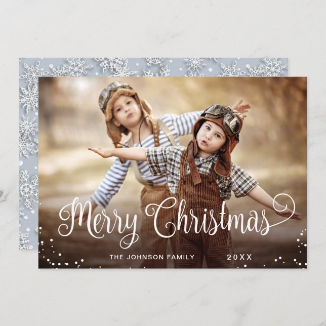 Cartão De Festividades Saudação de FOTO de Natal Moderno (Frente/Verso)
