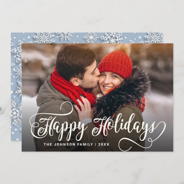 Cartão De Festividades Saudação de FOTO de Natal Moderno (Frente/Verso)