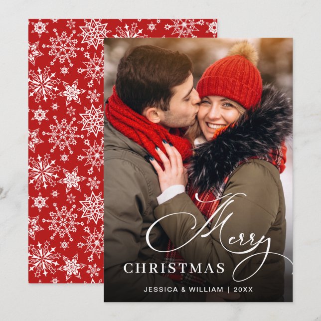 Cartão De Festividades Saudação de FOTO de Natal Moderno (Frente/Verso)
