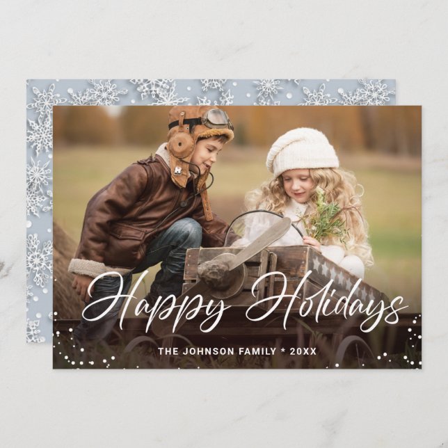Cartão De Festividades Saudação de FOTO de Natal Moderno (Frente/Verso)