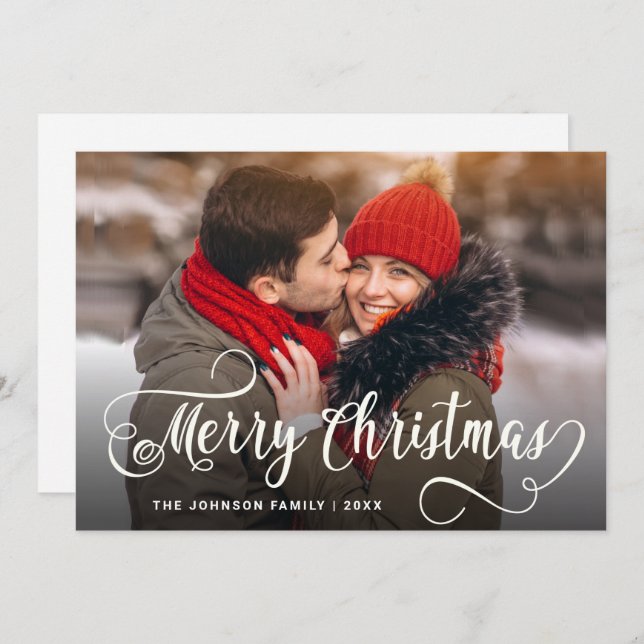 Cartão De Festividades Saudação de FOTO de Natal Moderno (Frente/Verso)