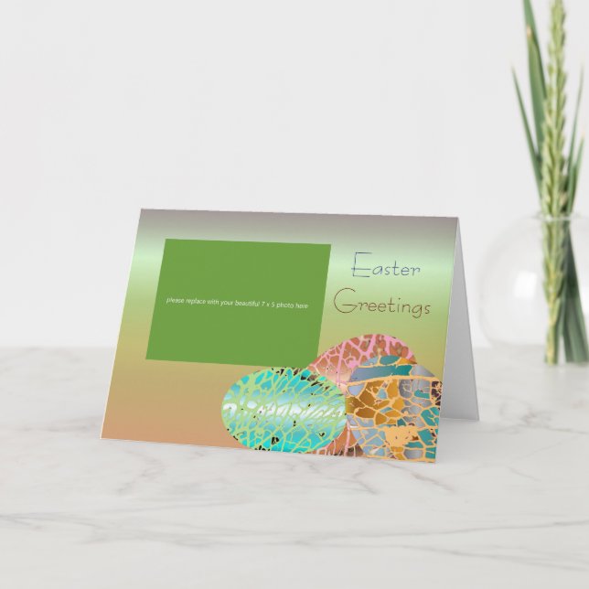 Cartão De Festividades Saudação de Foto de Páscoa Verde (Frente)