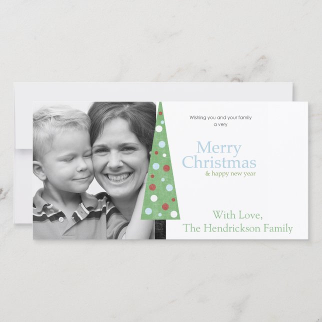 Cartão De Festividades saudação de fotos da árvore de natal (Frente)