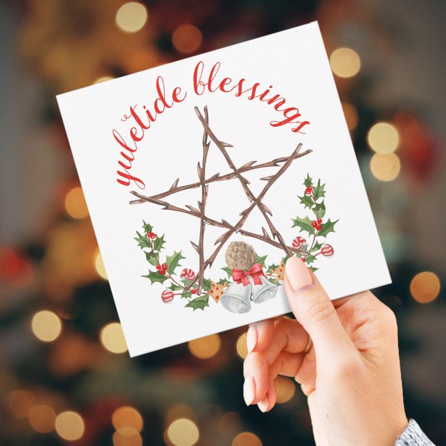 Cartão De Festividades Saudação de Holiday Yuletide Twig Pentacle Wicca (Criador carregado)